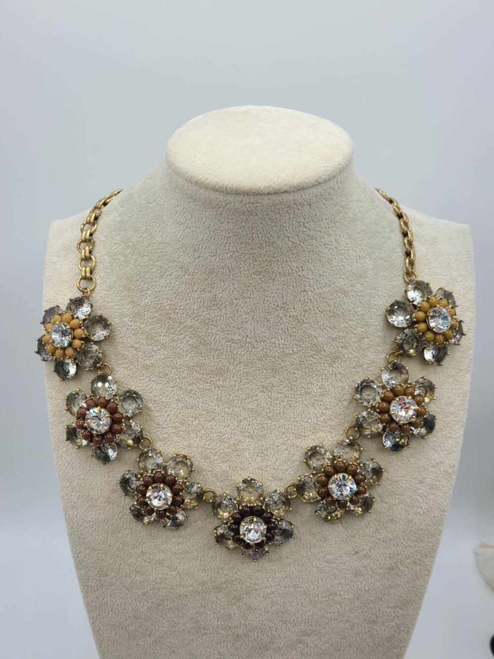 J Crew Crystal beaded Floral Necklace